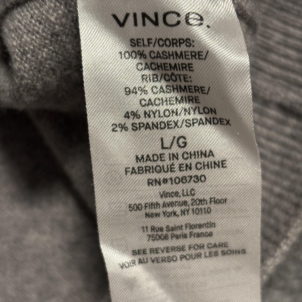 Vince Sweater Womens Size Large Gray 100% Cashmere V Neck Pullover Soft Knit - Picture 10 of 13